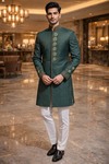 Sherwani brodé vert sarcelle homme