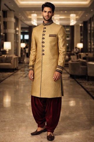 Traje indowestern dorado bordado cuello
