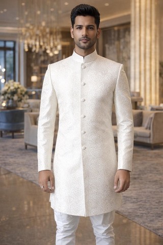 Traje indo occidental jodhpuri crema
