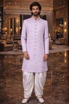 Sherwani rosa seda bordada boda