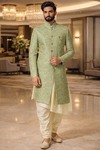 Sherwani corail ethnique indo-occidental pour marié