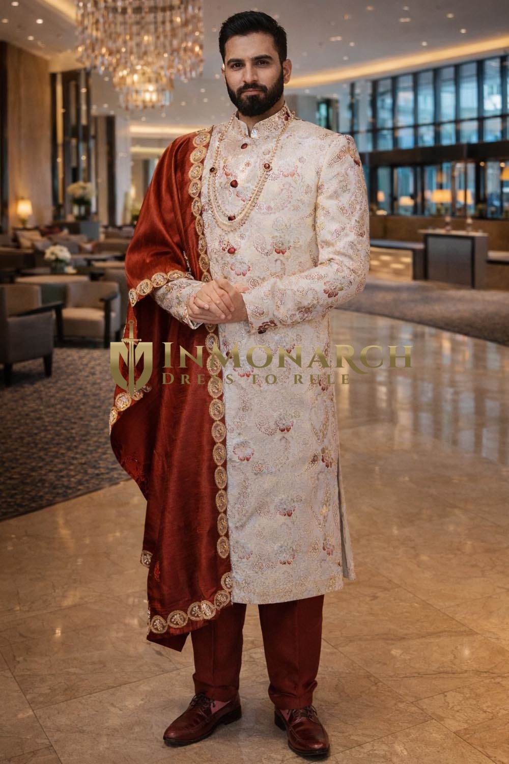 Sherwani kurta crema para boda
