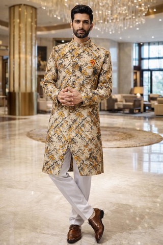 Sherwani de mariage couleur blé