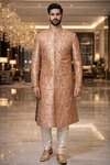 Traditioneller Hochzeits-Sherwani Lachs 7 Knöpfe
