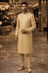 Sherwani dorado Zardosi Swarovski brocado