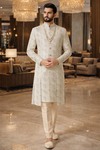 Mens Ivory Sherwani for Groom Wedding Designer 2 Pc Formal Outfit