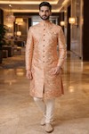 Mens Coral Indo Western Sherwani 2 Pc Groom Wedding Designer Wear