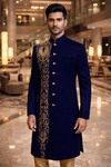 Blauer Sherwani für Bräutigam Hochzeit