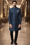 Sherwani azul diseñador boda hombre