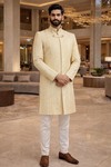 Mens Cream 2 Pc Sherwani for Groom Wedding Royal Cutwork Attire