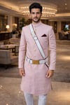 Sherwani marié mariage col mandarin rose