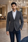 Veste homme en tweed à carreaux noirs
