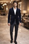 Veste de dîner bleu marine en velours