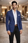 ブルーブラック柄デザインタキシードスーツ