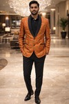 Mens Tangerine Shawl Lapel Tuxedo Blazer Slim Fit Party Dinner Jacket