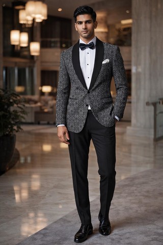 Blazer Tuxedo Cuello Chalón Gris Oscuro