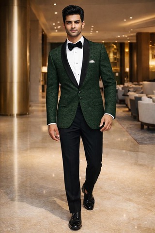 Blazer vert imprimé numérique col châle