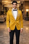 Blazer slim brodé en velours