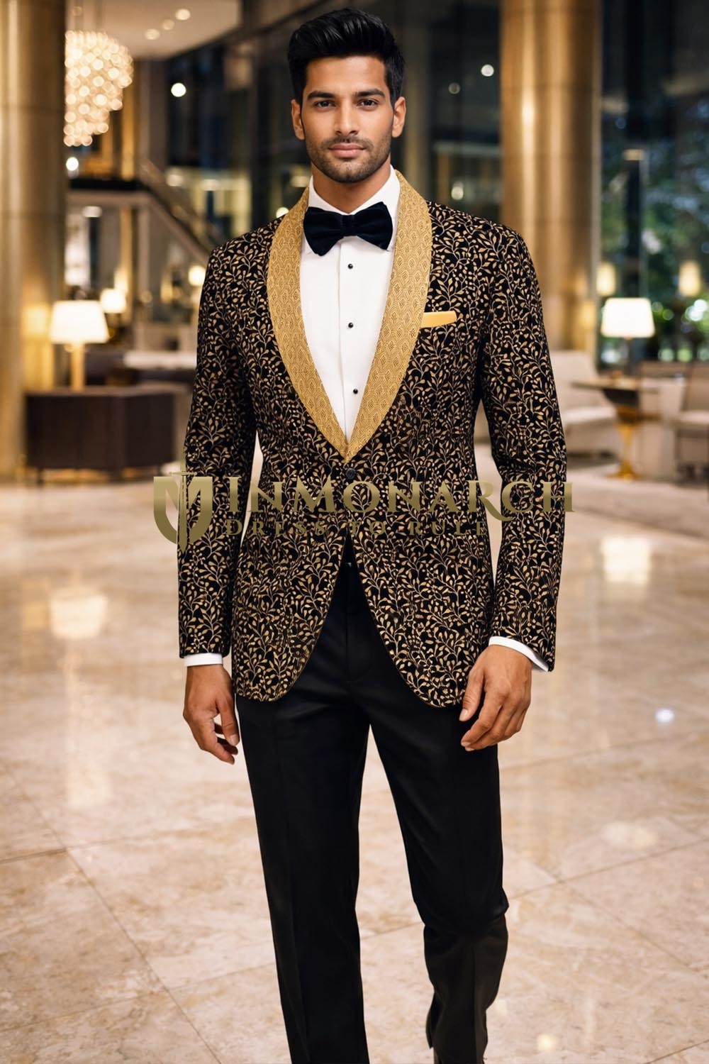 Veste noire grande taille homme or
