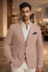Blazer en lin à carreaux roses pour homme