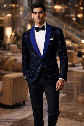 Blazer bleu à deux couches avec patchs