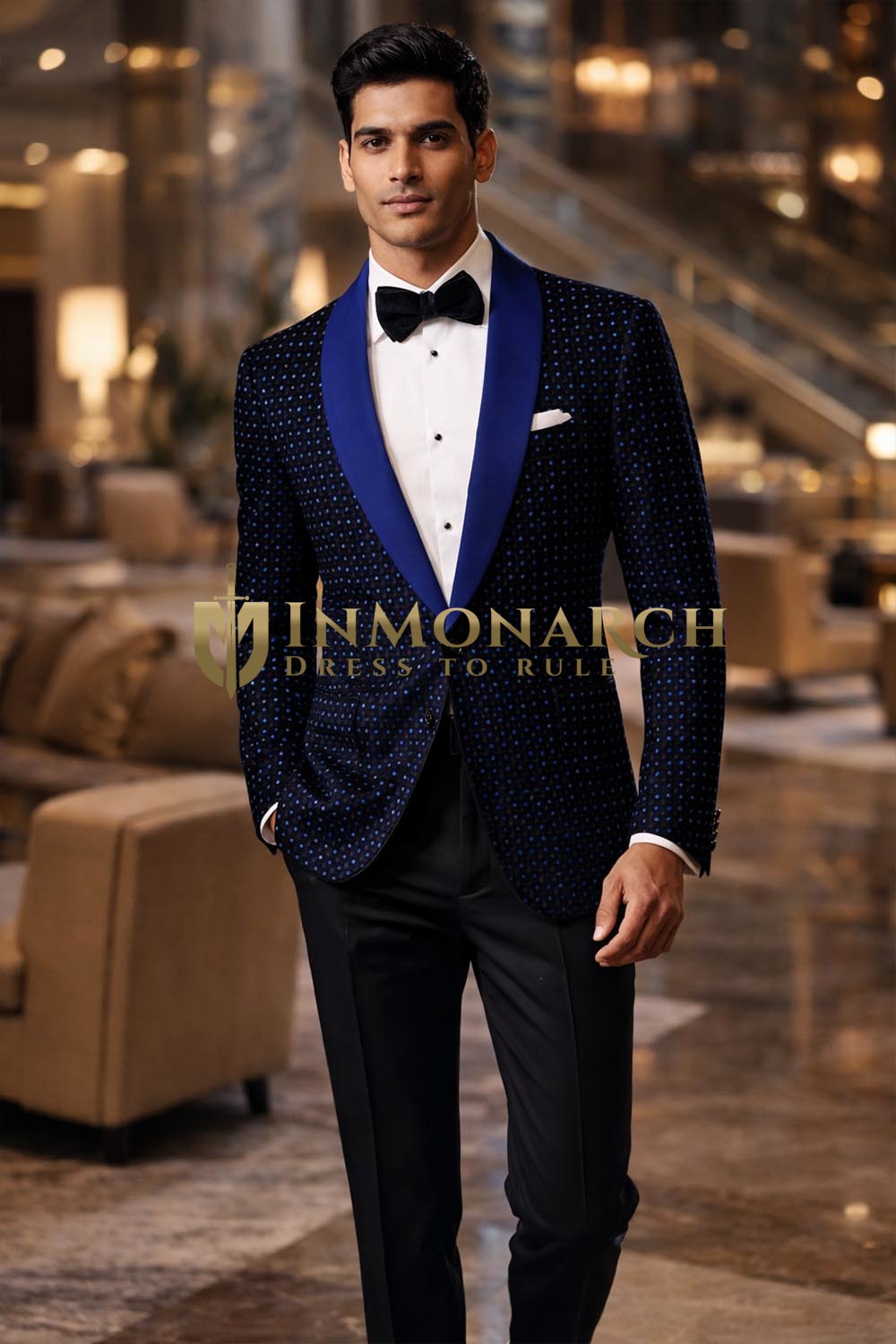Blazer bleu à deux couches avec patchs