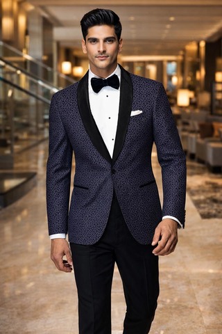 Blazer bleu marine avec motif cachemire