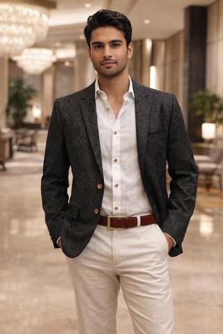 Blazer casual velours deux boutons homme