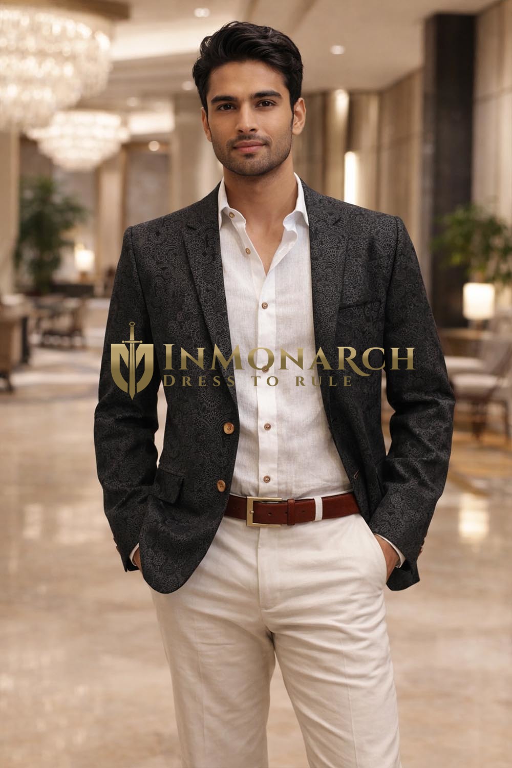 Blazer casual velours deux boutons homme