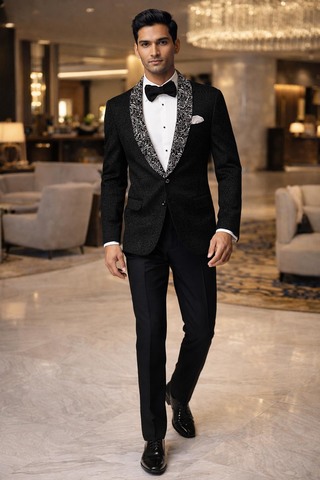 Mens Black Velvet Shawl Lapel Tuxedo Blazer Slim Fit Evening Dinner Coat