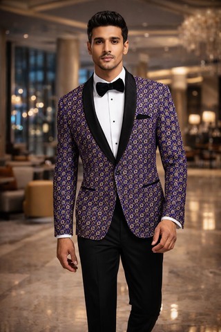 Blazer bleu marine velours slim design exclusif
