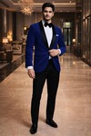 Blazer azul marino solapa negra hombre