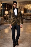 Americana de terciopelo marrón hombre