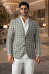 Chaqueta deportiva cuadros verde-gris hombre
