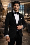 Mens Black Velvet Shawl Lapel Tuxedo Suit 2 Piece Slim Fit Formal Wear