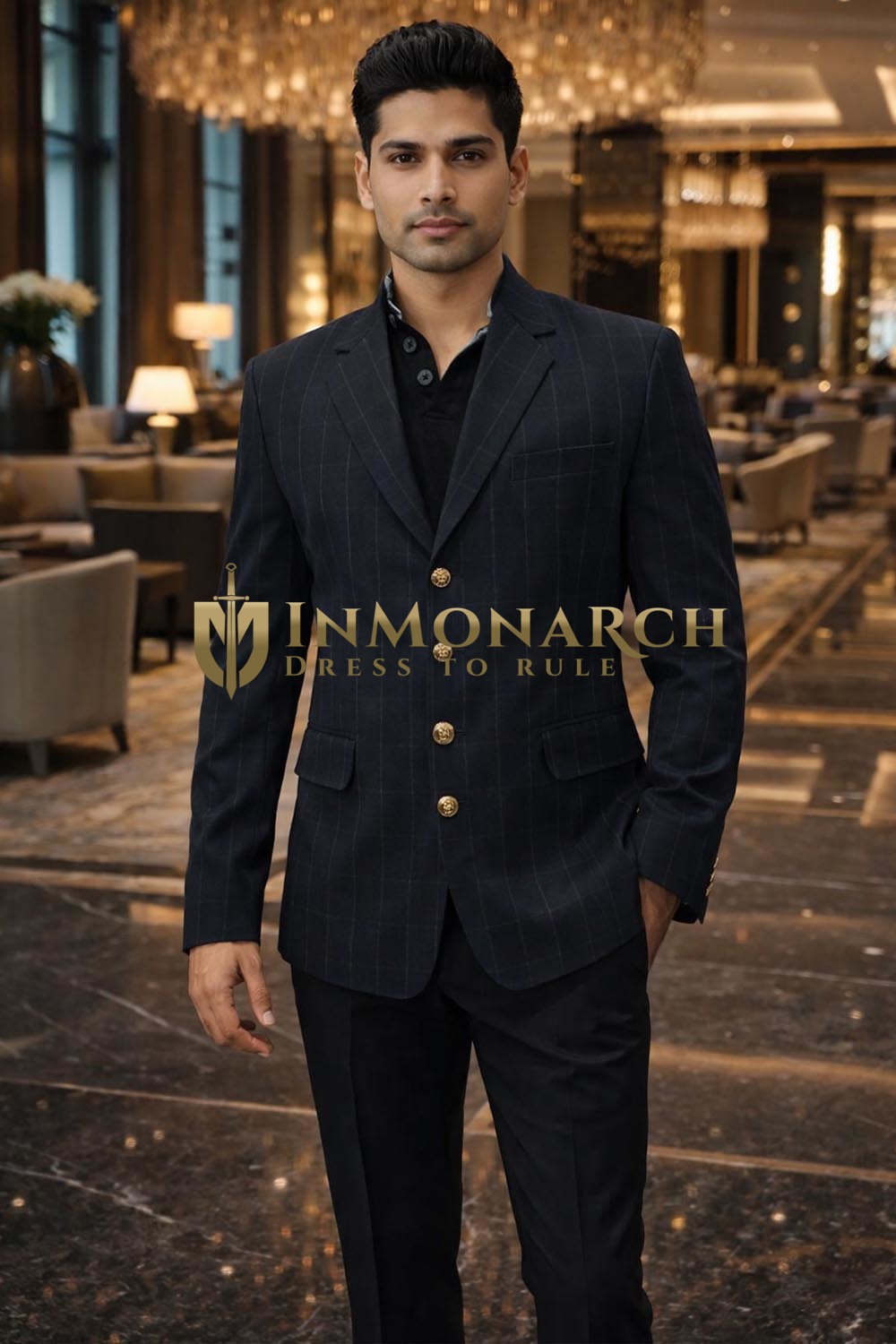 Slim Fit Sakko blau kariert Herren