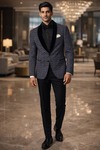Blazer casual slim vino púrpura estampado