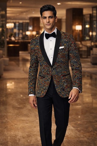 Blazer slim bleu acier style Bollywood