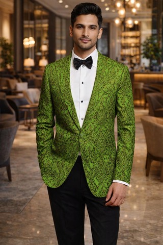 Blazer verde entallado bordado