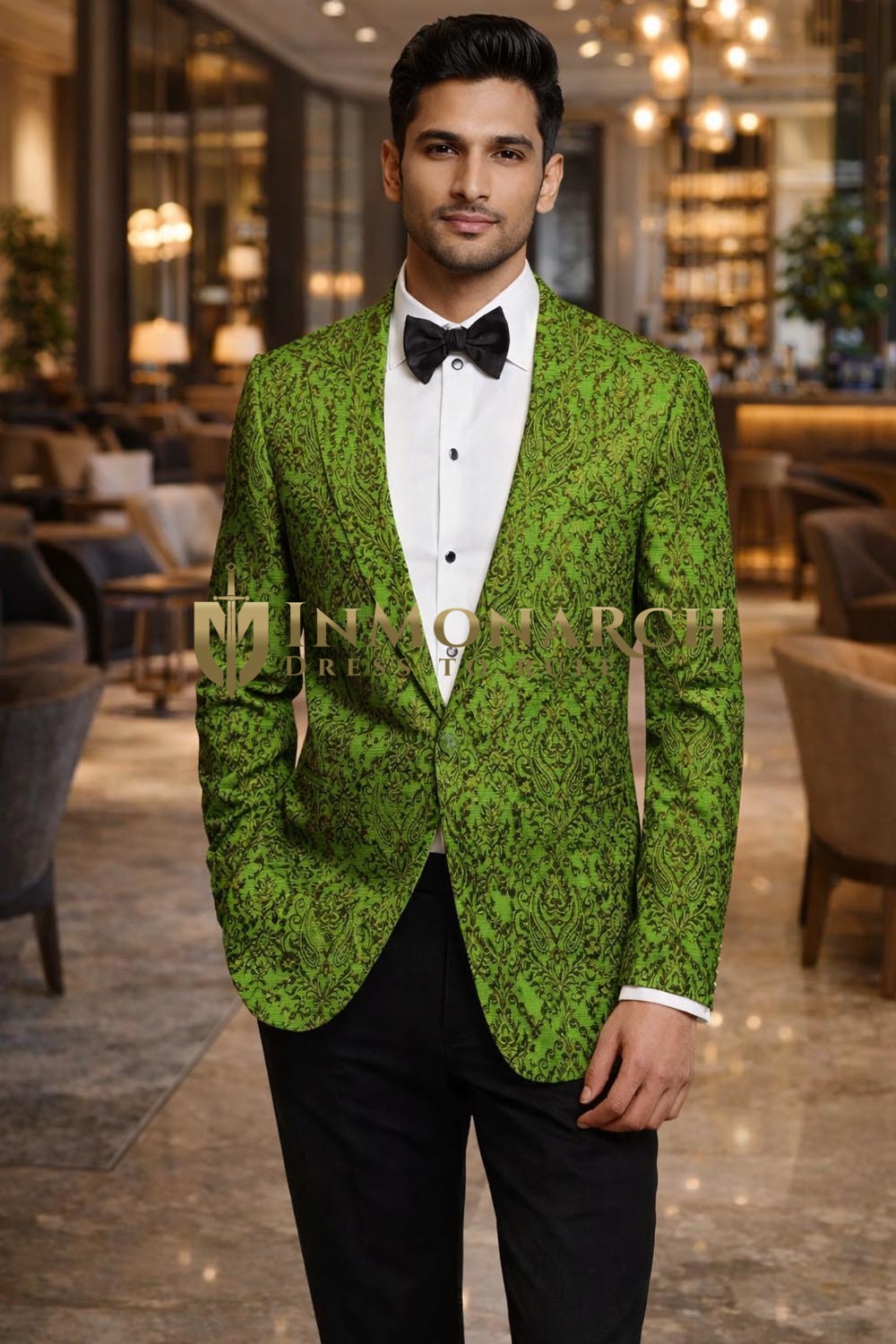 Blazer verde entallado bordado