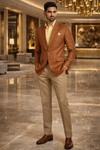 Casual Leinenblazer kariert Montreal Braun Herren zwei Knöpfe