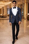 Slim Fit Blazer dunkelblau Paisley