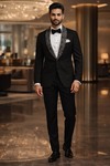 Schwarzes Slim Fit Satin Sakko Casual