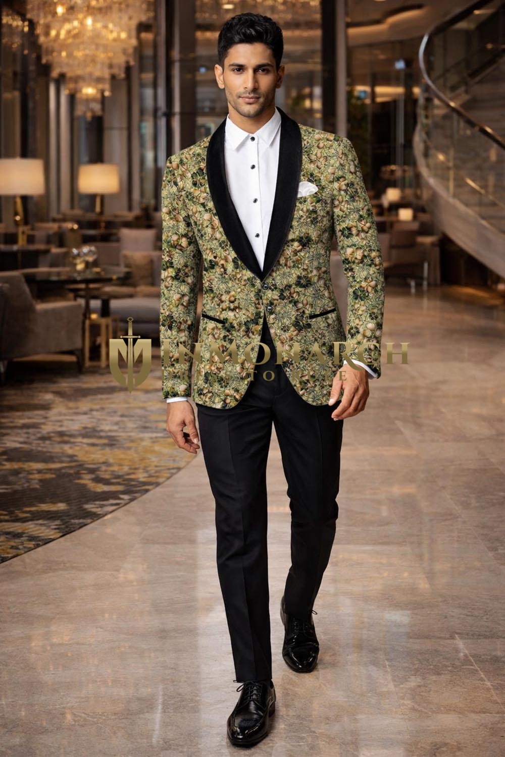Blazer casual slim verde flores