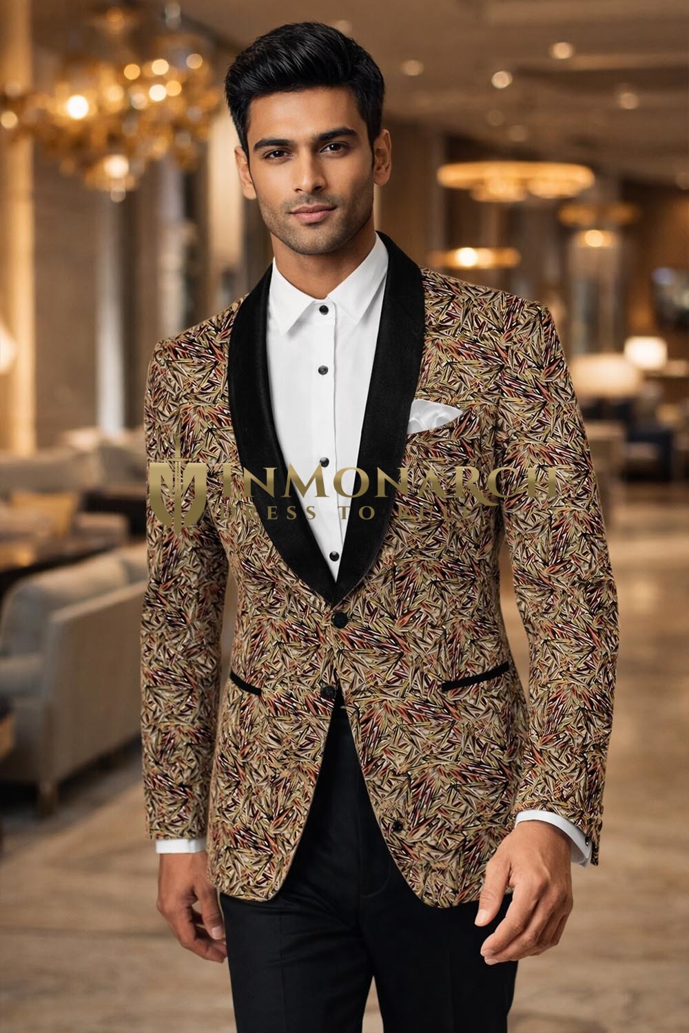 Blazer slim cobre con diseño púrpura