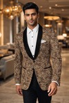Blazer slim cobre con diseño púrpura