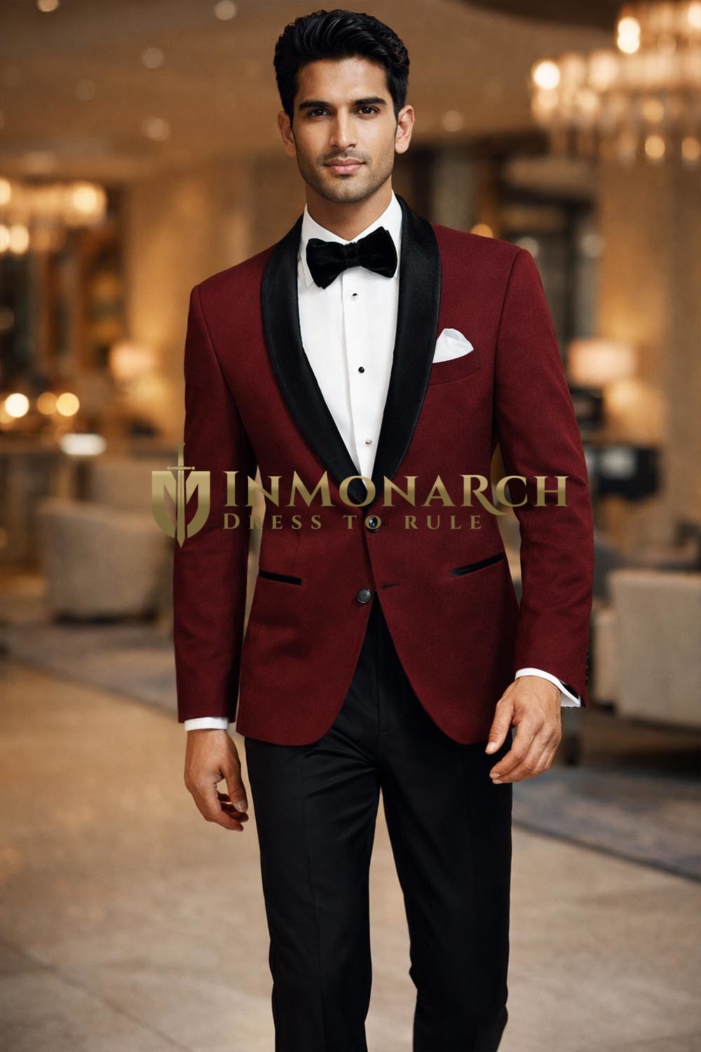 Mens Burgundy Velvet Shawl Lapel Tuxedo Blazer Slim Fit Party Jacket