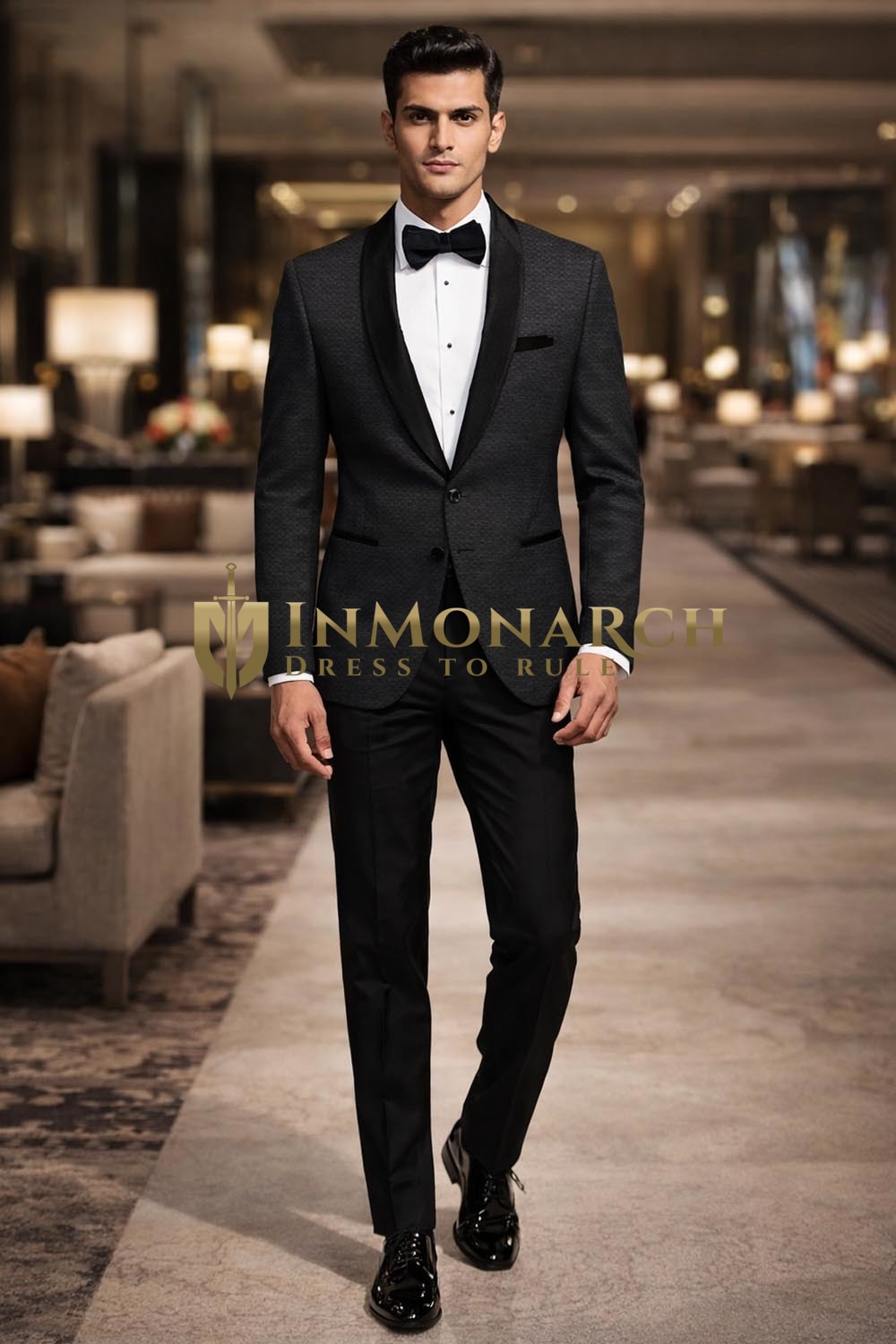 Mens Gray Jute Shawl Lapel Tuxedo Blazer Slim Fit Formal Party Jacket