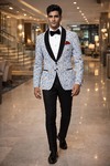 Slim Fit Blazer himmelblau braunes Muster