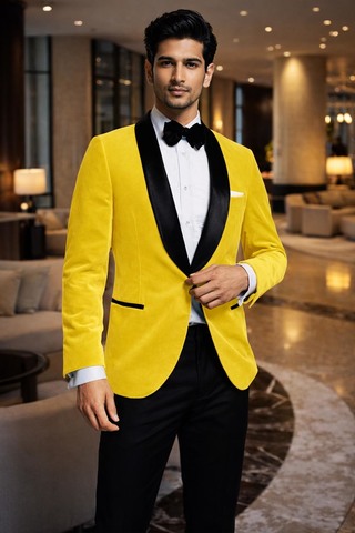 Blazer homme jaune en velours